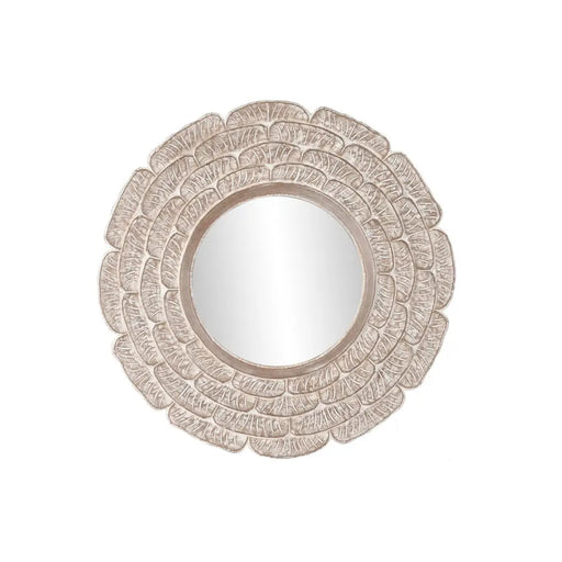 Стенно огледало DKD Home Decor Бял Естествен Индианец