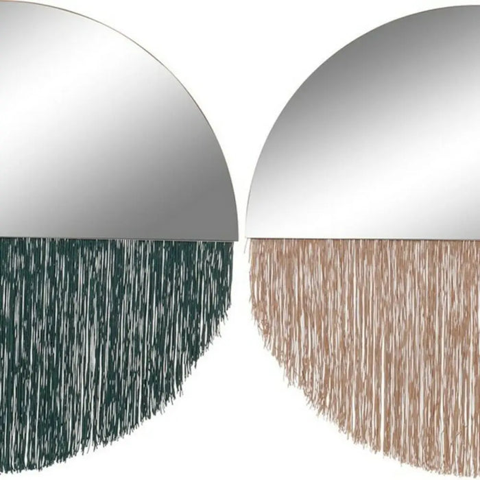 Стенно огледало DKD Home Decor Зелен Златен Ресни 50 x 0,5