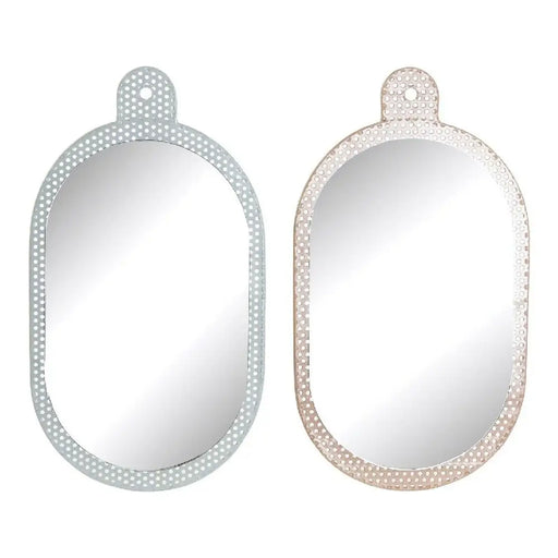 Стенно огледало DKD Home Decor Бял Розов 22 x 1,5 x 40 cm