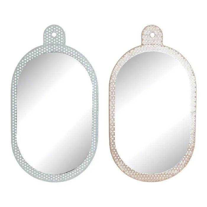 Стенно огледало DKD Home Decor Бял Розов 22 x 1,5 x 40 cm