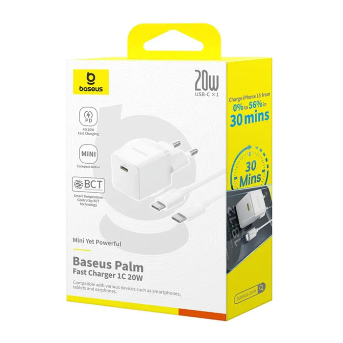 Стенно зарядно устройство Baseus Palm 1C 20W (с Baseus Mini