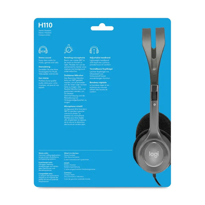 Стерео Слушалки с микрофон Logitech H110