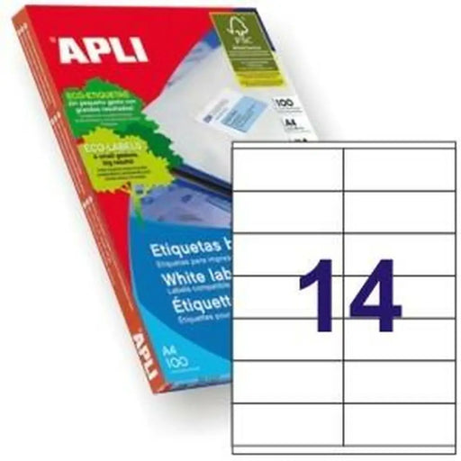Стикери Apli 1275 100 Листи 105 X 40 mm Бял