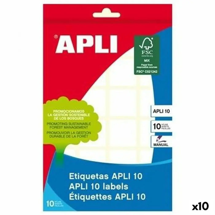 Стикери Apli Бял 10 Листи 31 x 100 mm (10 броя)