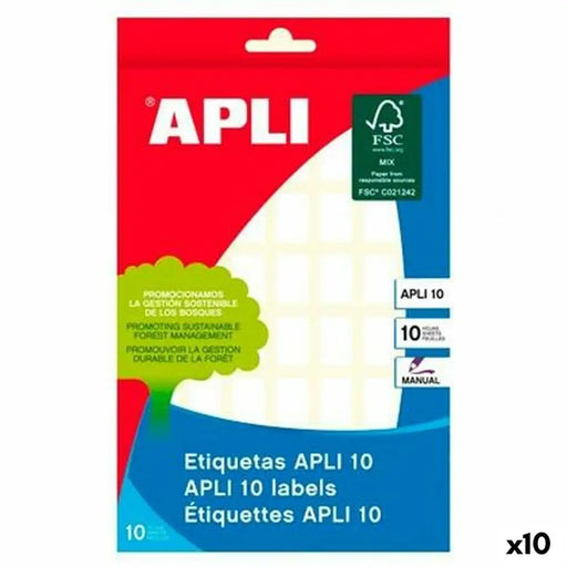 Стикери Apli Бял хартия 10 Листи 12 x 18 mm (10 броя)