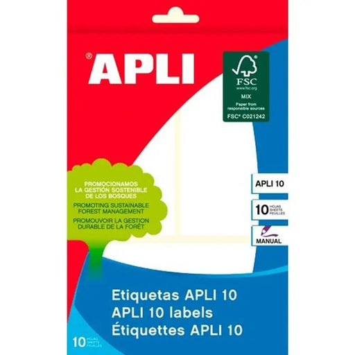 Стикери Apli Бял хартия 10 Листи 53 x 100 mm (10 броя)