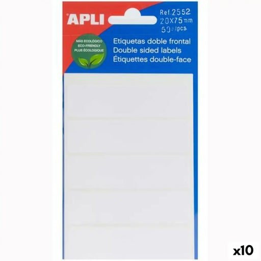 Стикери Apli Бял хартия 5 листа 20 x 75 mm (10 броя)