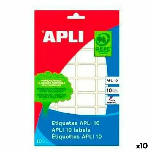 Стикери Apli Бял хартия 10 Листи 25 x 40 mm (10 броя)