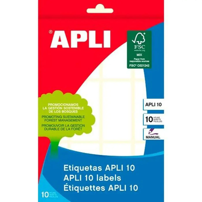 Стикери Apli Бял хартия 10 Листи 26 x 54 mm (10 броя)