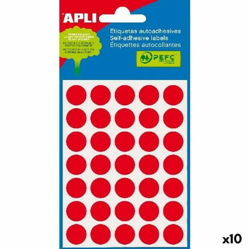 Стикери Apli Червен Кръгове Кръгъл 5 листа (10 броя)