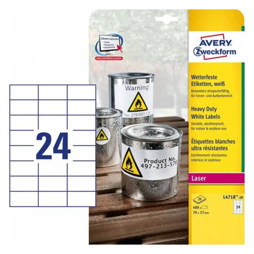 Стикери Avery 20 Листи Бял 70 x 37 mm