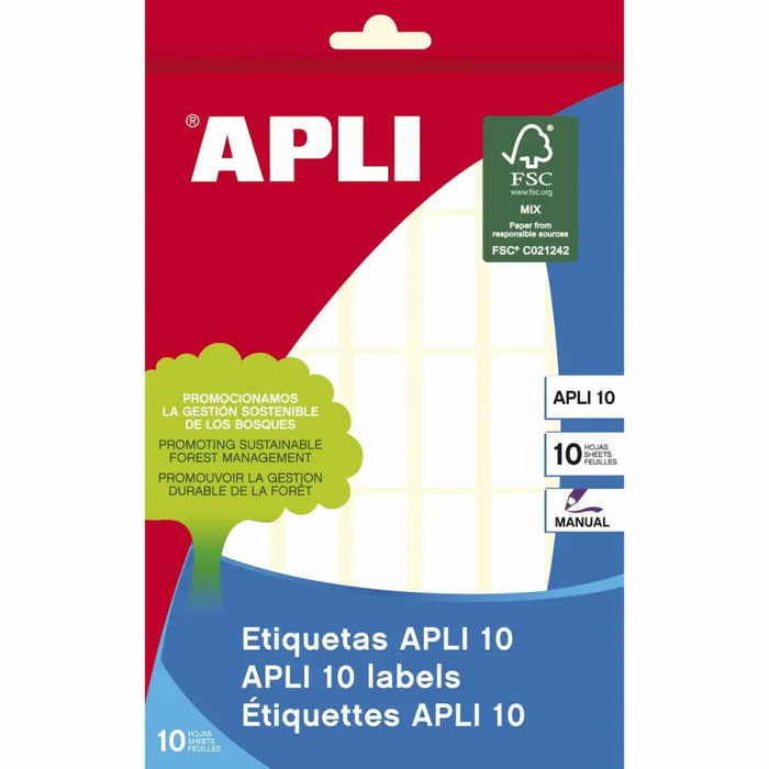 Стикери Apli APLI 10 Бял хартия 10 Листи 12 x 30 mm (10