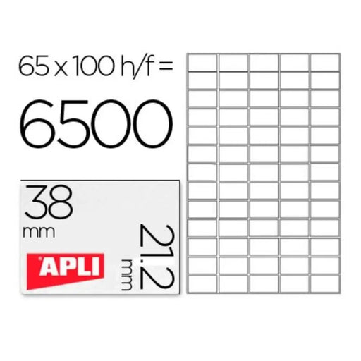 Стикери Apli 1283 Бял 100 Листи 38 x 21,2 mm