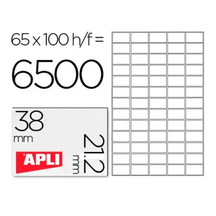 Стикери Apli 1283 Бял 100 Листи 38 x 21,2 mm