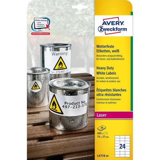 Стикери Avery 20 Листи Бял 70 x 37 mm