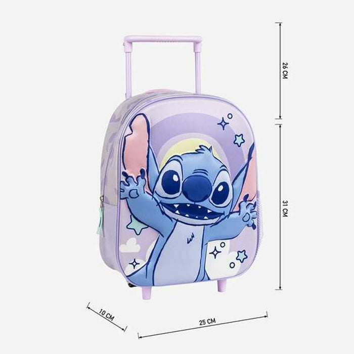 3D училищна чанта с колелца Stitch Люляк 25,0 x 31,0 x 10,0 cm