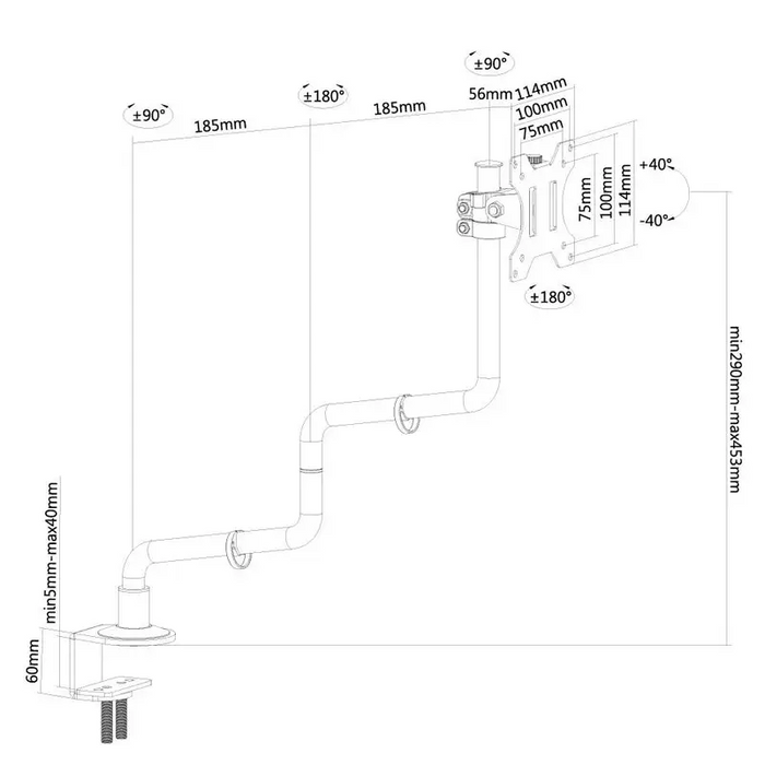 Стойка Neomounts monitor arm desk mount (clamp &
