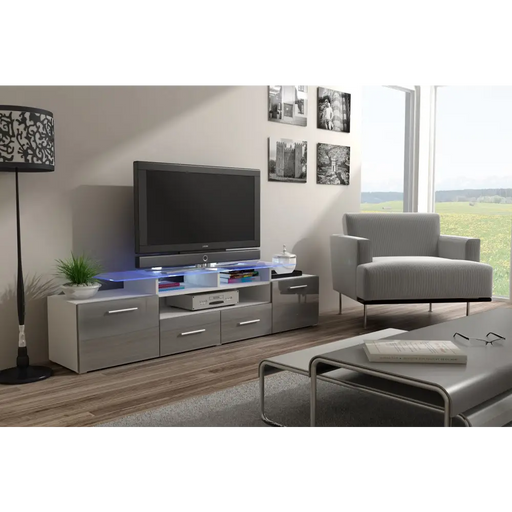 Стойка за телевизор Cama EVORA 200 бяло/сив гланц