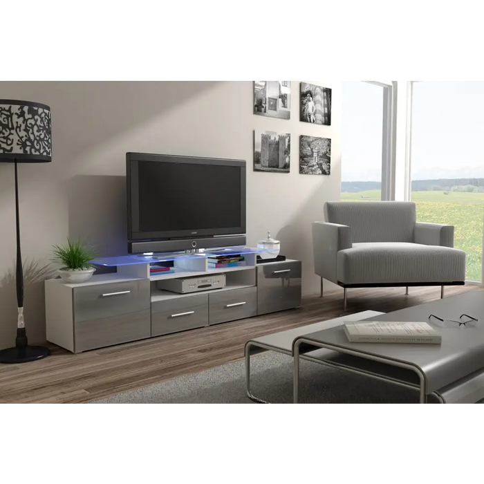 Стойка за телевизор Cama EVORA 200 бяло/сив гланц