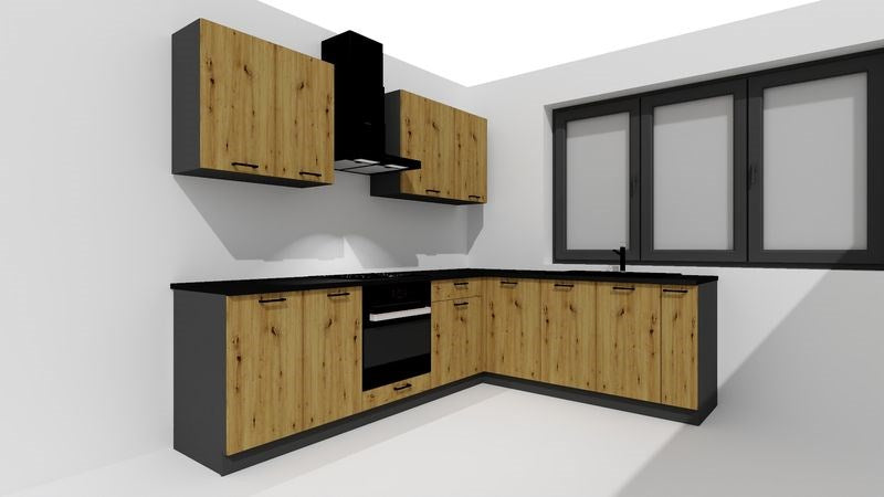 Кухненски комплект Cosmo Design ANIKA, цвят дъб занаятчия/графит 2.0/2.6
