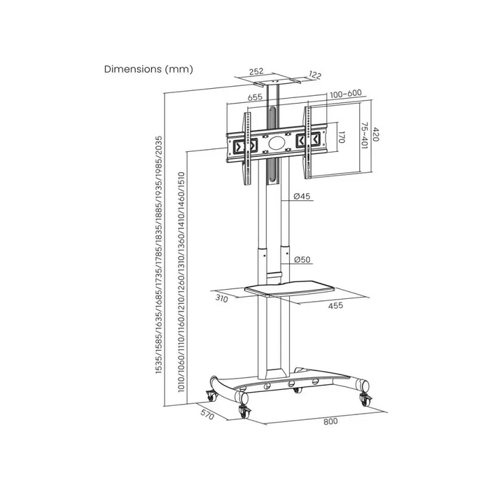 Стойка Art Mobile + стойка за телевизори 32-70 инча 45 кг