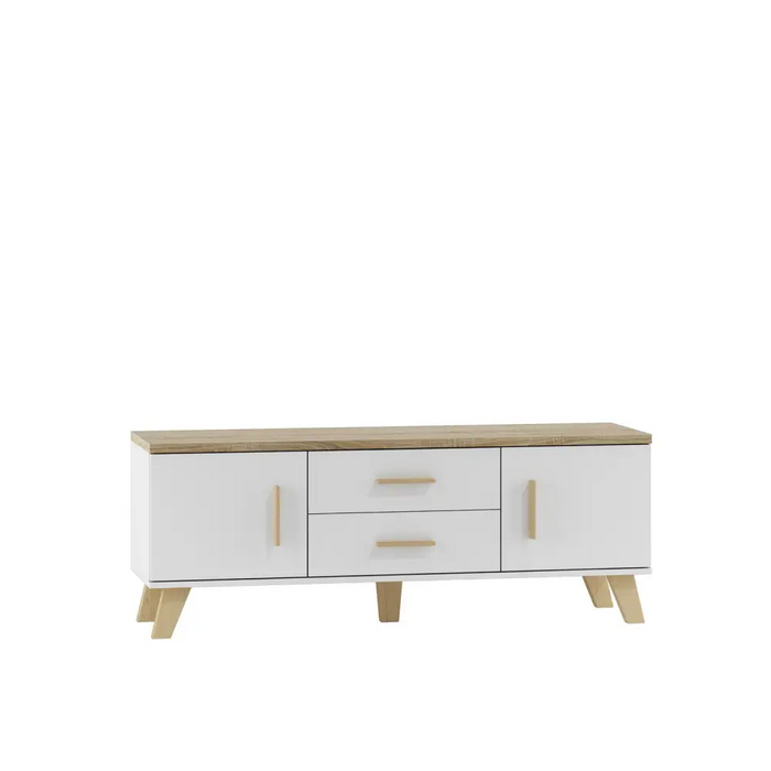 Стойка Cama RTV LOTTA 140см бяло + дъб сонома