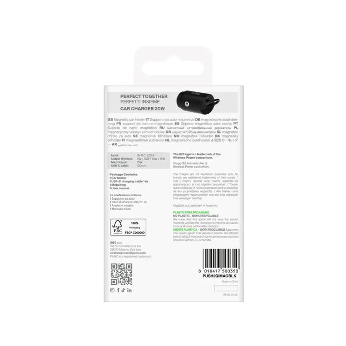 Стойка за кола Puro със зарядно устройство Qi2 съвместима