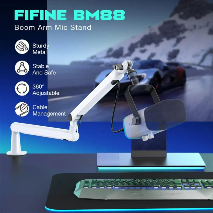 Стойка за микрофон FIFINE BM88 White High End Boom Arm Stand