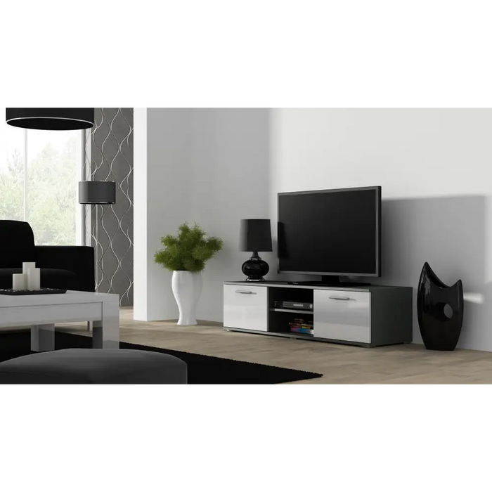 Стойка за телевизор Cama SOHO 140 сиво/бял гланц