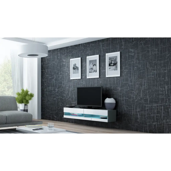 Стойка за телевизор Cama VIGO NEW 30/140/40 сив/бял гланц