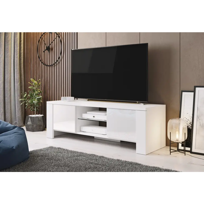 Стойка за телевизор Cama WEST 42/130/42 бяло/бял гланц