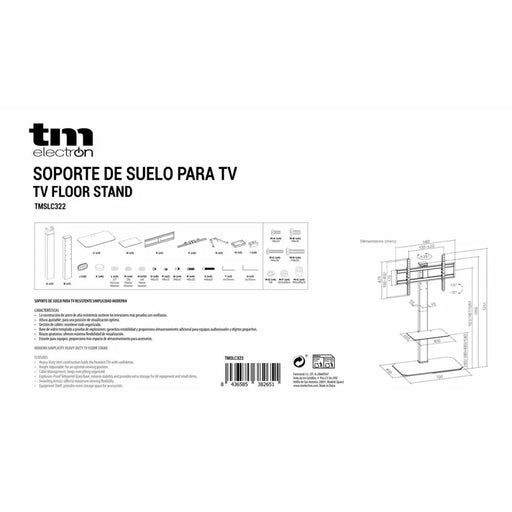 Стойка за телевизор за под TM Electron 43’’ 86’’ 60 Kg