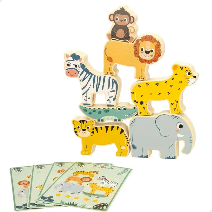 Строителна Игра + Фигури Woomax Животни 16 Части 7 x 7 x
