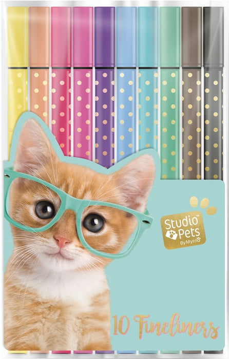 Комплект цветни тънкописци Studio Pets - 10 броя