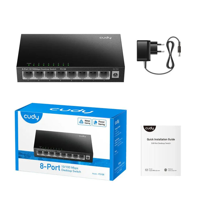 Суич Cudy FS108 8-портов 10/100 Mbps RJ 45 Метален корпус