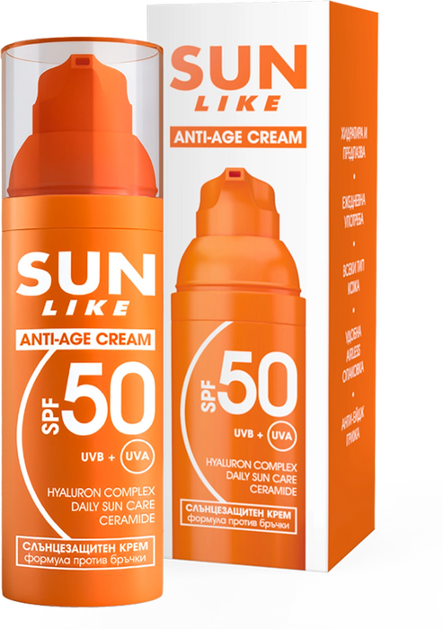 Слънцезащитен крем за лице Anti Age SPF50, 50 ml