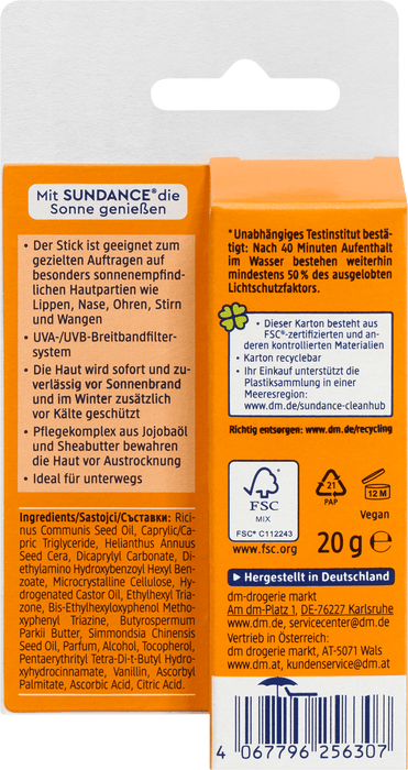 Слънцезащитен стик, SPF 30 с висока защита, 20 g