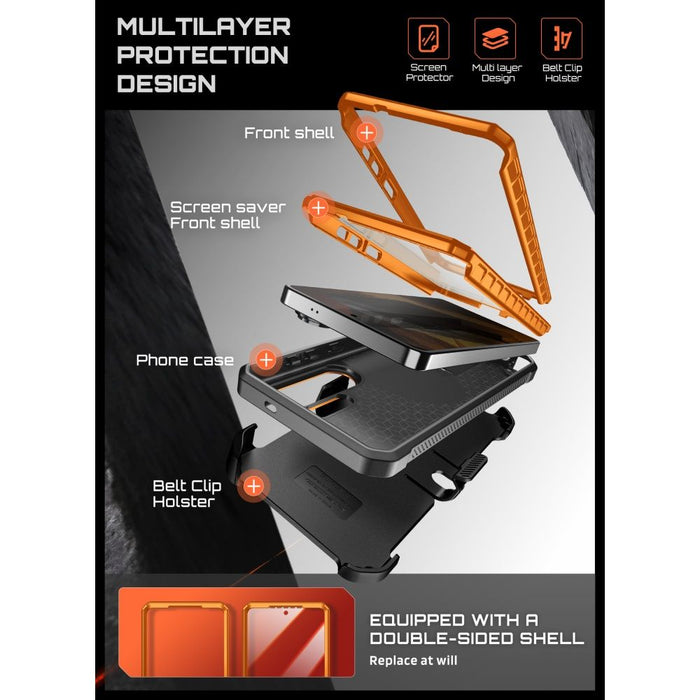 Supcase Unicorn Beetle Pro Mag MagSafe калъф с 2 чекмеджета за Samsung Galaxy S26 Ultra - черен и оранжев