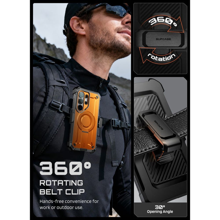 Supcase Unicorn Beetle Pro Mag MagSafe калъф с 2 чекмеджета за Samsung Galaxy S26 Ultra - черен и оранжев