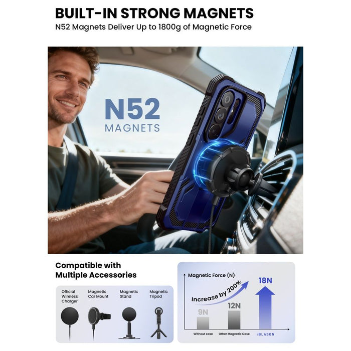 Калъф Supcase iBlason ArmorBox Clip Mag MagSafe за Samsung Galaxy S26 Ultra - тъмносин и черен