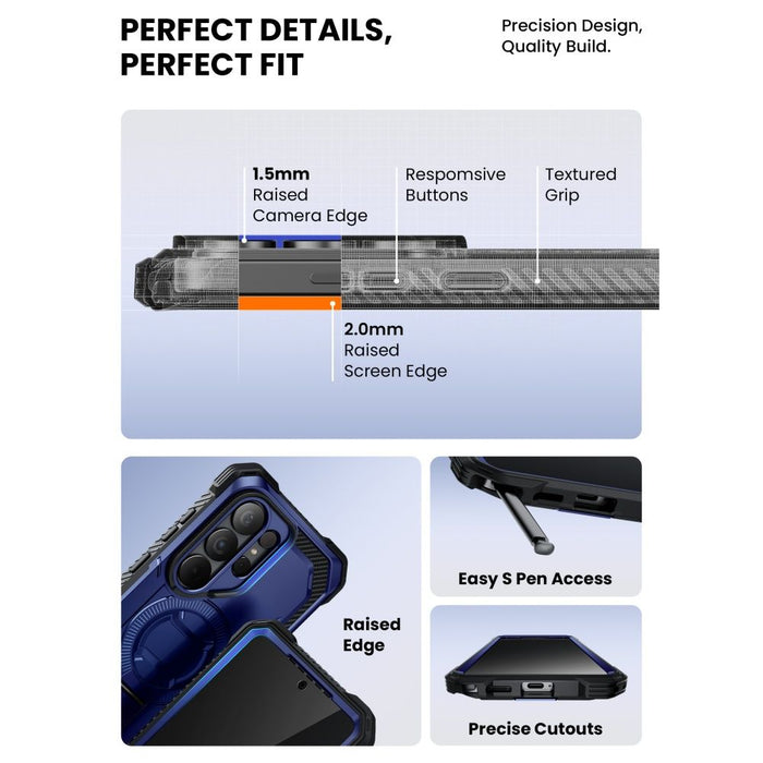 Калъф Supcase iBlason ArmorBox Clip Mag MagSafe за Samsung Galaxy S26 Ultra - тъмносин и черен