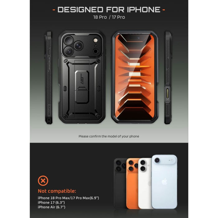 Калъф Supcase Unicorn Beetle Pro за iPhone 18 Pro / 17 Pro - черен