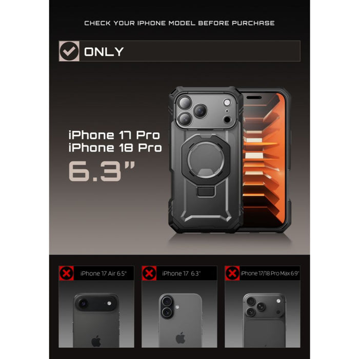 Калъф Supcase Grip Pro Mag MagSafe за iPhone 18 Pro / 17 Pro - черен