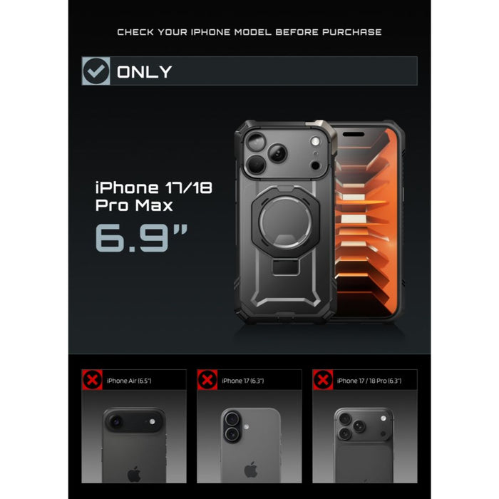 Калъф Supcase UB Grip Mag MagSafe за iPhone 18 Pro Max / 17 Pro Max - черен