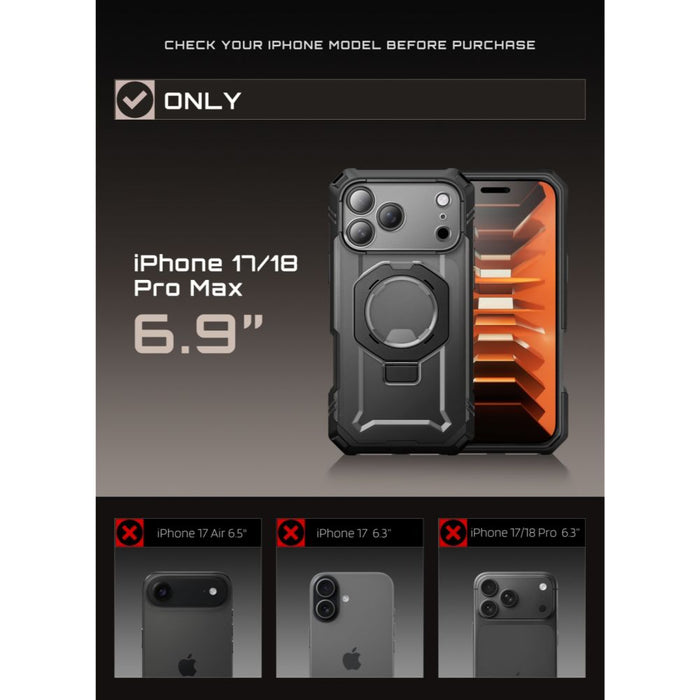 Калъф Supcase Grip Pro Mag MagSafe за iPhone 18 Pro Max / 17 Pro Max - черен
