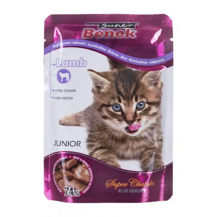 SUPER BENEK Junior Агнешко в сос - мокра котешка храна