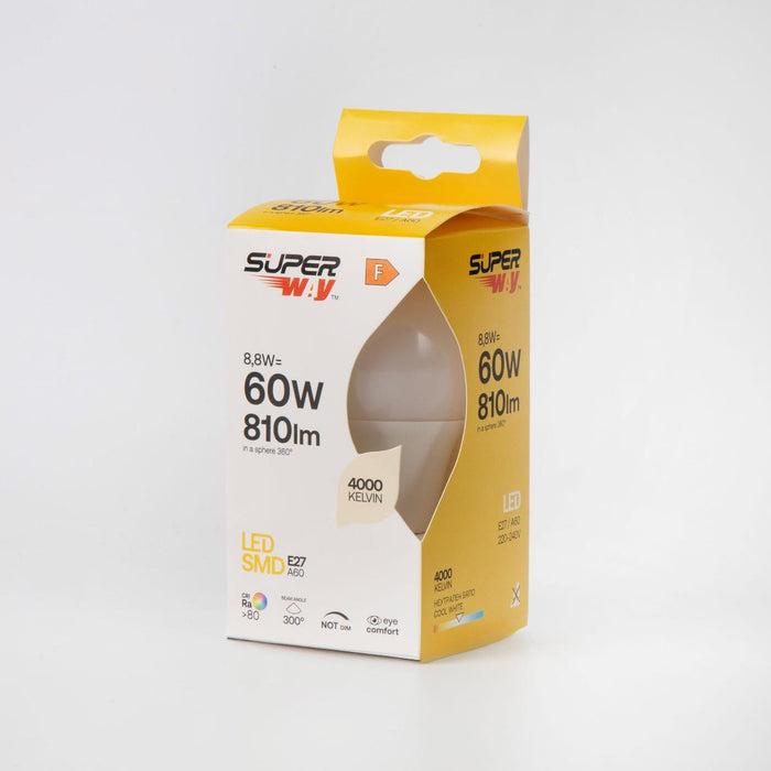LED ЛАМПА Е27 Α60 8.8W 810LM 4000K SUPER