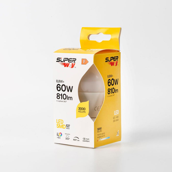 LED ЛАМПА Е27 A60 8.8W 810LM 3000K SUPER