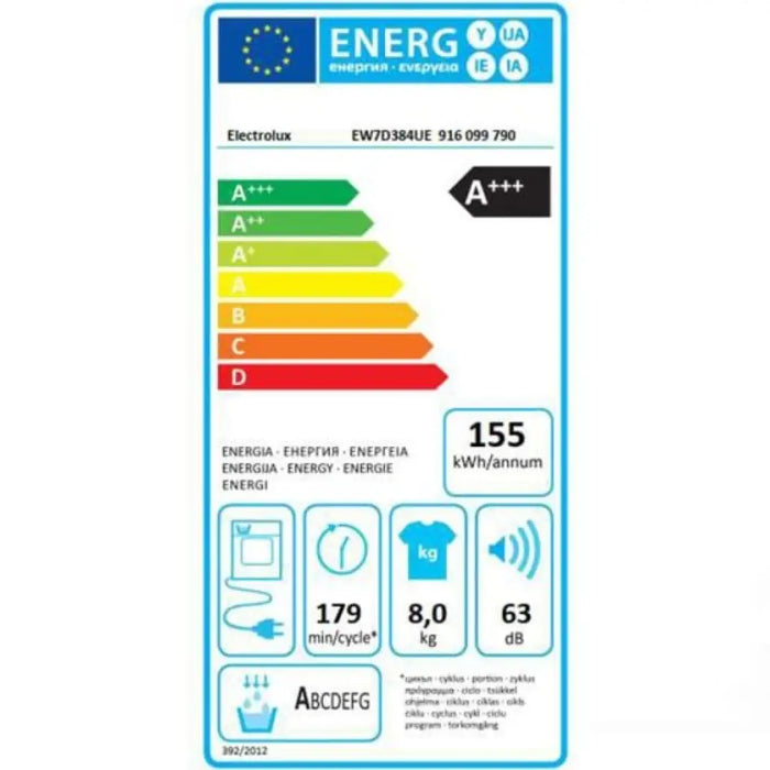 Сушилня ELECTROLUX EW7D384UE 8 кг А + + + Термопомпа