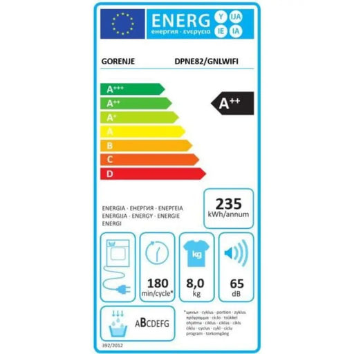 Сушилня GORENJE DPNE82/GNLWIFI 8 кг А + + Термопомпа